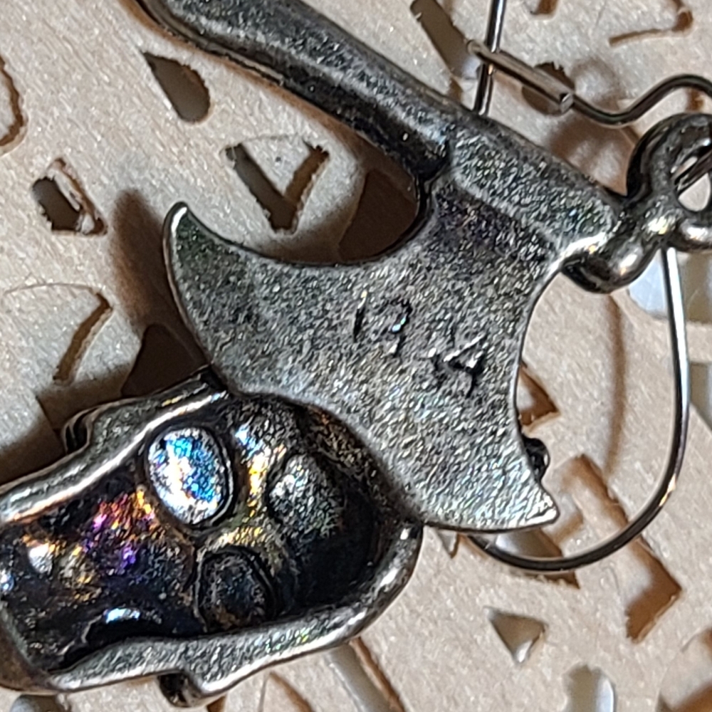 Vintage Silver Skull and Axe Earrings - Picture 6 of 7